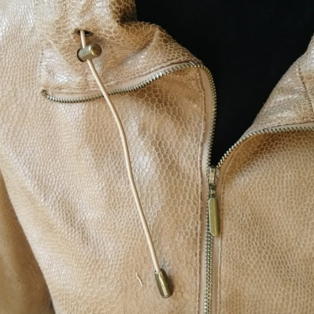 Ruby Rd Tan Faux Leather Light Weight Jacket - Picture 9 of 11